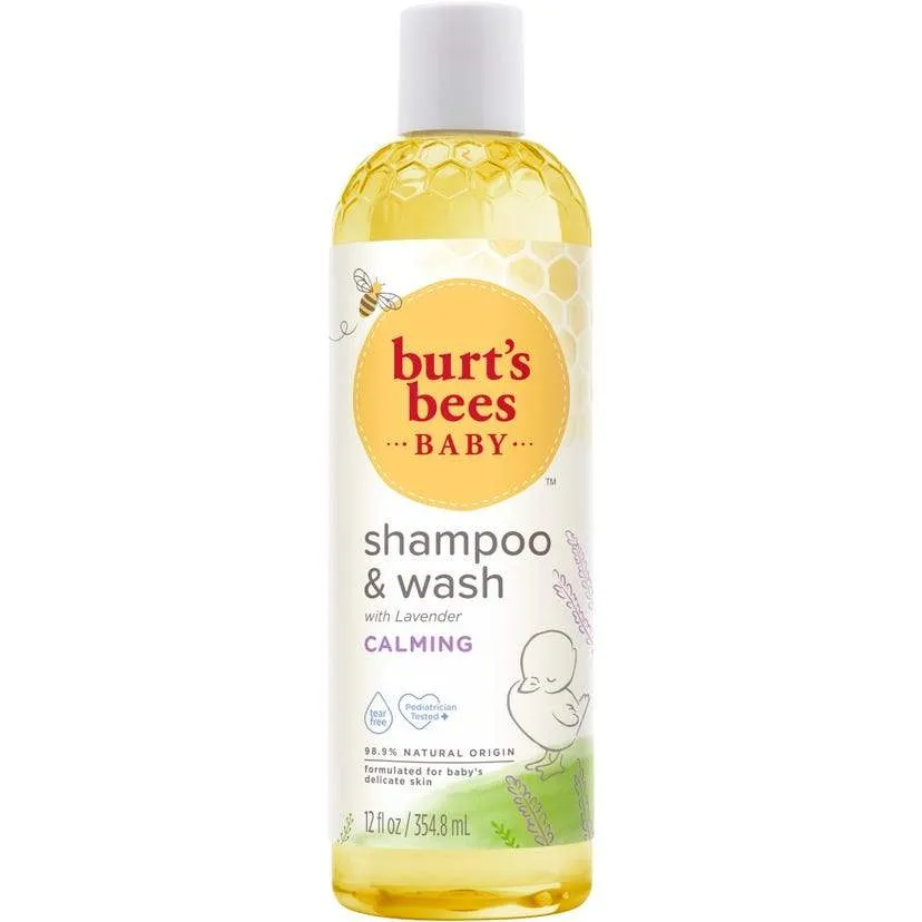 Baby Shampoo and Wash Calming by Burts Bees for Kids - 12 oz Shampoo and Body Wash - Pack of 6