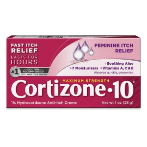 CORTIZONE 10 Maximum Strength FEMININE ITCH RELIEF Soothing Aloe 1.Oz