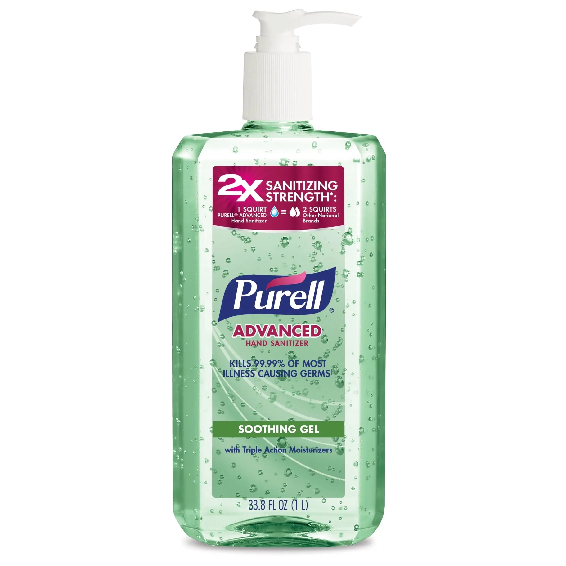 PURELL Advanced Hand Sanitizer Soothing Gel, Fresh Scent, with Aloe and Vitamin E- 1 Liter Pump Bottle