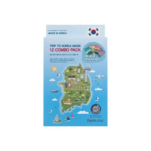 Trip To Korea Mask 12 Combo Pack (Collagen,Hyaluronic Acid,Vitamin,Peptide)